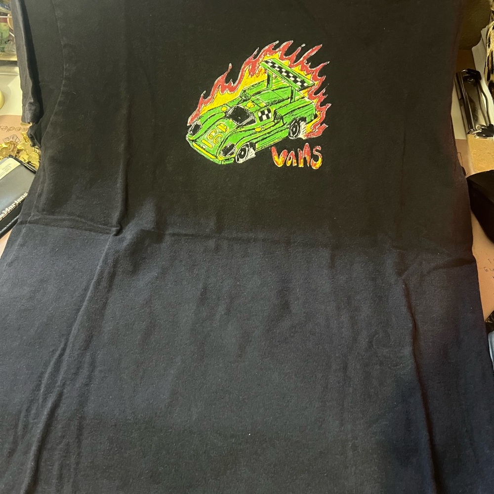 Vans Black T-Shirt with Green Car Graphic